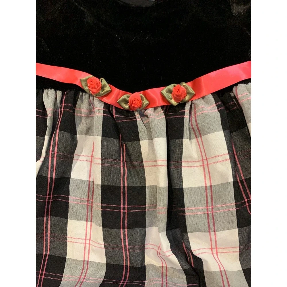 Kidture Collection Girls Dress New with Tags 4T Pink Black Plaid Velvety Top